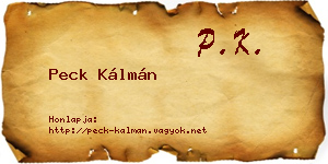 Peck Kálmán névjegykártya